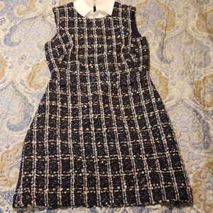 Eliza J Boucle Plaid Sequin Shirt Collar Dress( 4)